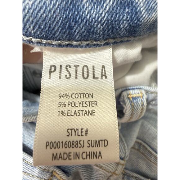 PISTOLA Medium Wash Straight Crop Jeans with Raw Hem, Distressed, Mid Rise 27 - Picture 13 of 14